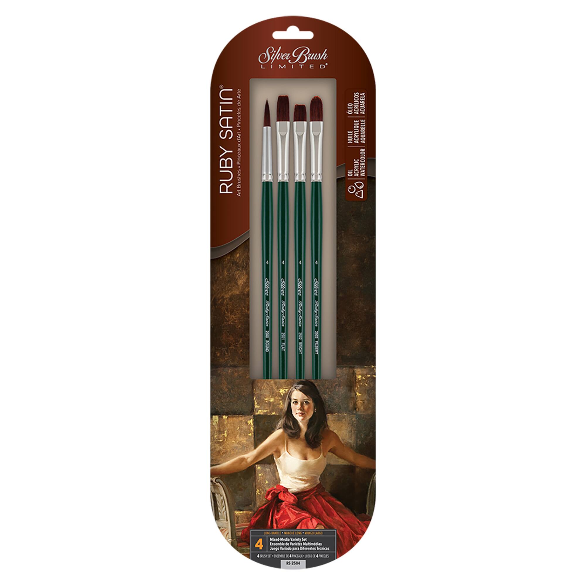 Silver Brush Limited Ruby Satin® 4 Piece LH Brush Set